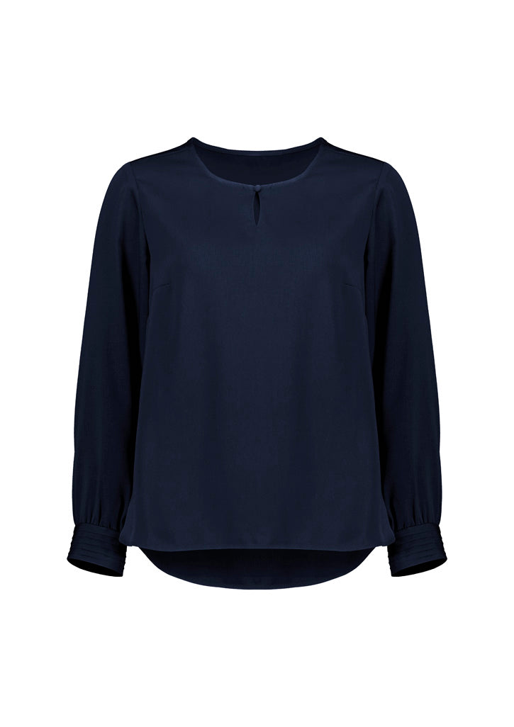 Womens Evelyn Long Sleeve Blouse - Navy