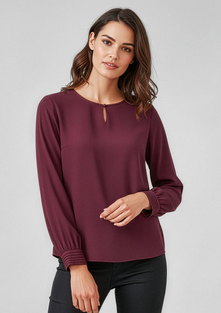 Womens Evelyn Long Sleeve Blouse - Wine