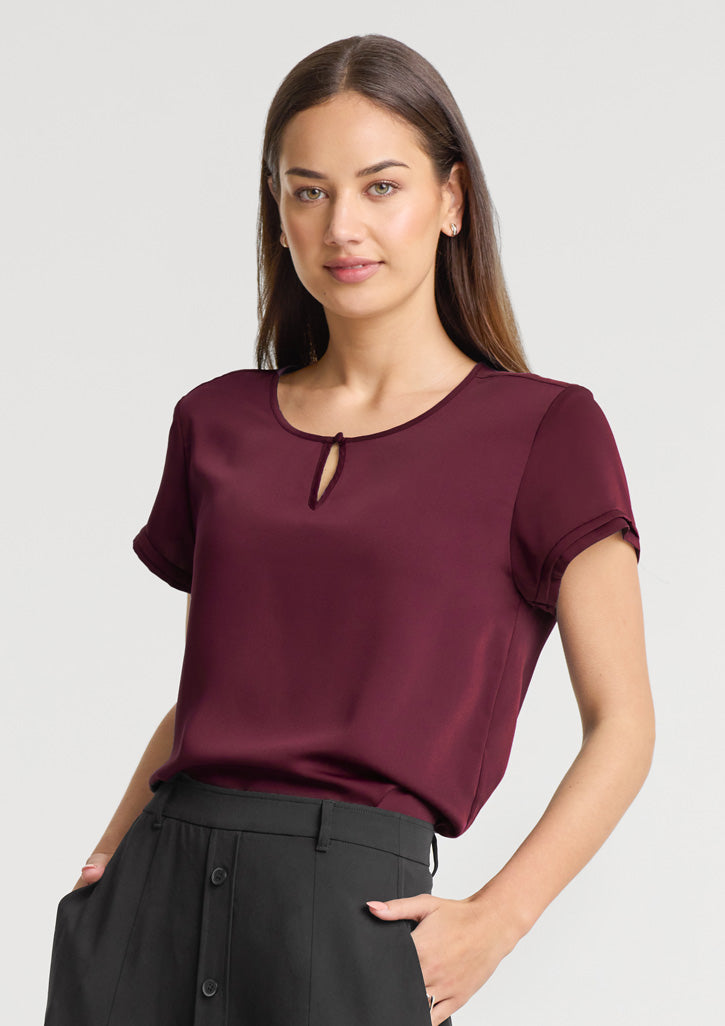Womens Evelyn Short Sleeve Blouse - Wine