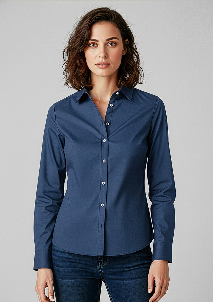Womens Memphis Long Sleeve Shirt - Mineral Blue