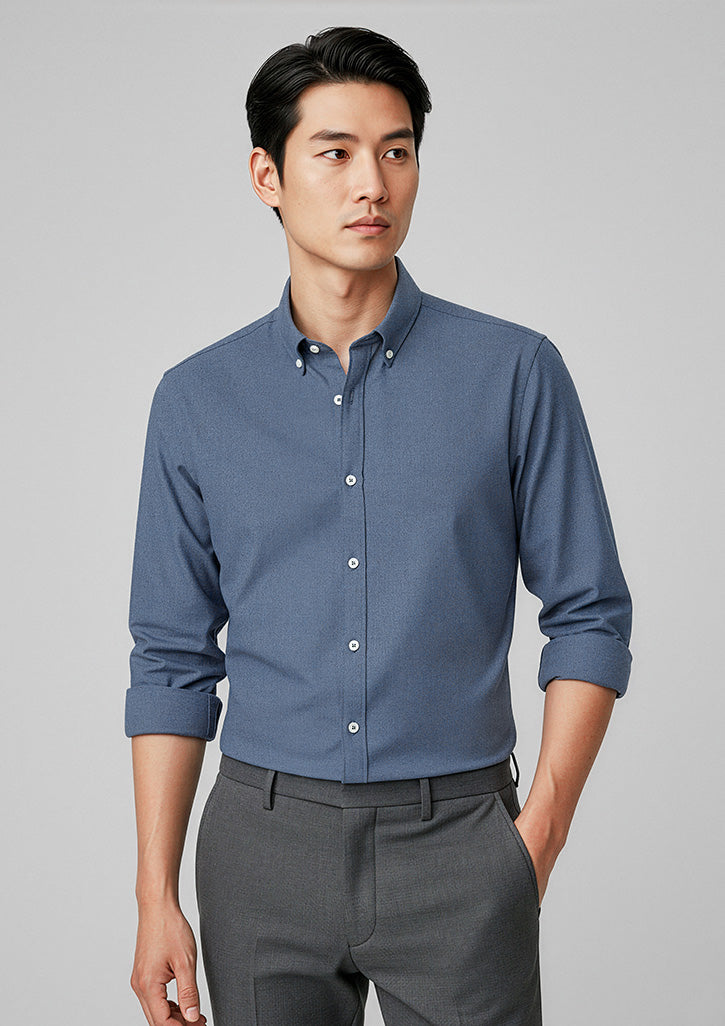 Mens Memphis Long Sleeve Shirt - Grey Smoke
