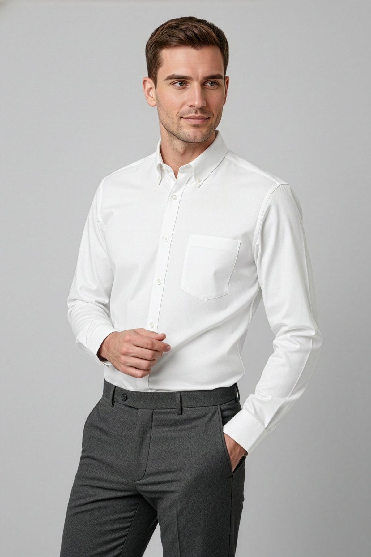 Mens Dalton Long Sleeve Shirt - White