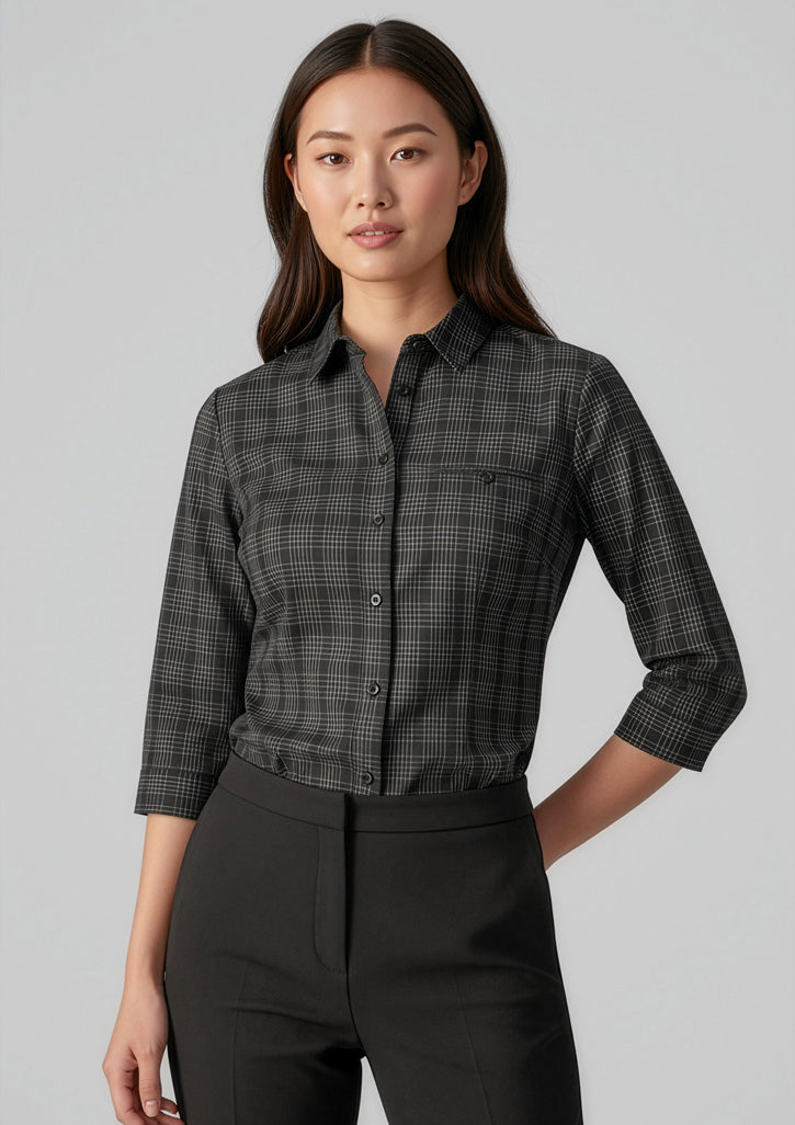Womens Harper 3/4 Sleeve Shirt - Black/Silver