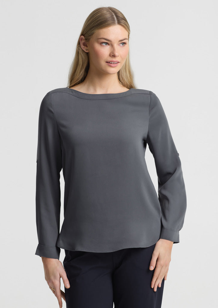 Womens Madison Boatneck Top - Charcoal