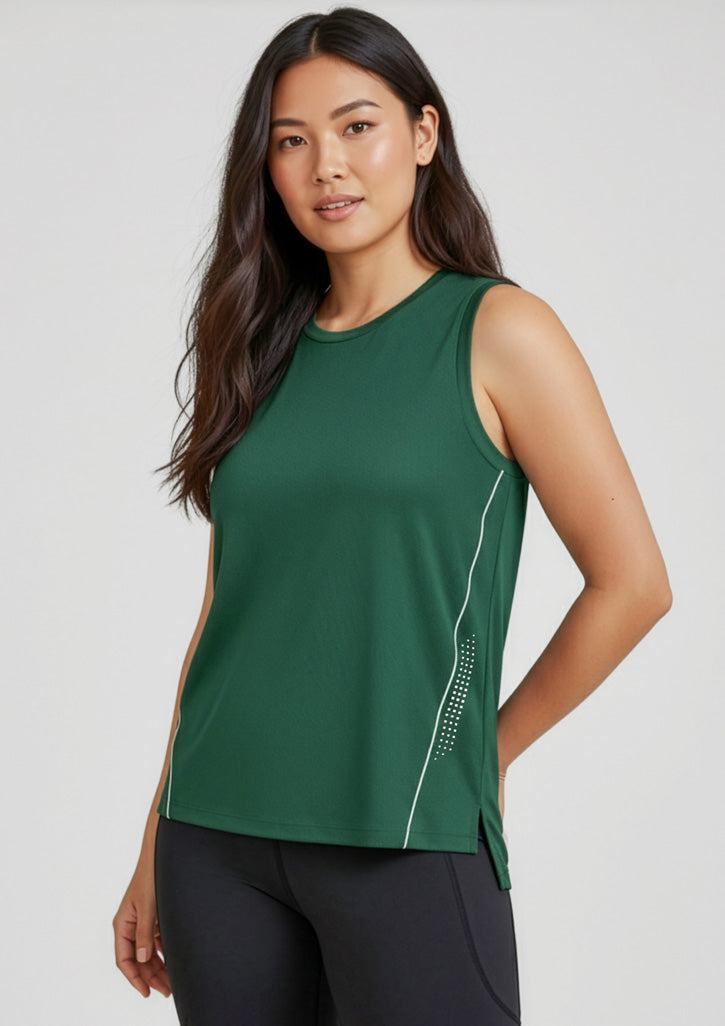 Womens Balance Singlet - Forest/White