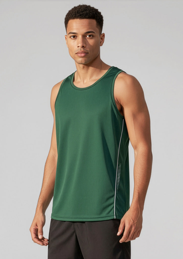 Mens Balance Singlet - Forest/White