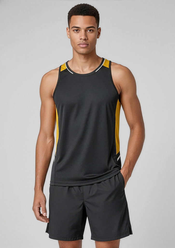 Mens Renegade Singlet - Black/Gold/Silver