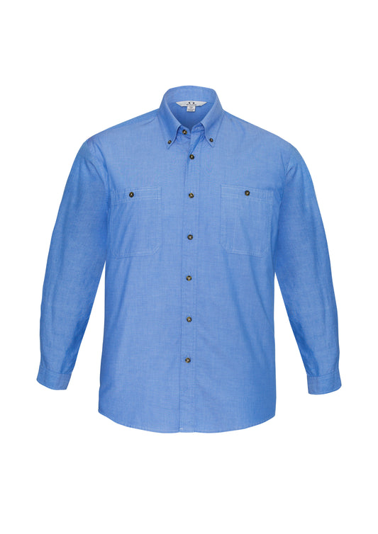 Mens Chambray Long Sleeve Shirt - back