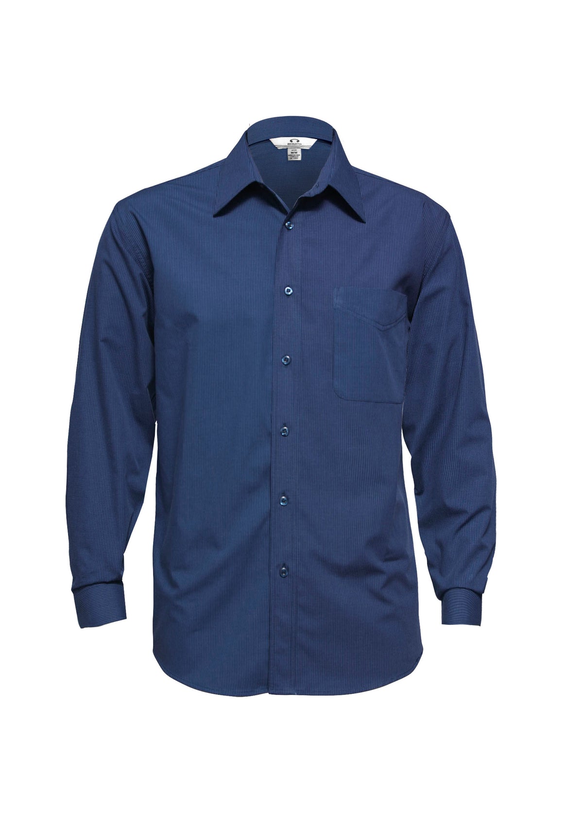 Mens Micro Check Long Sleeve Shirt - Navy