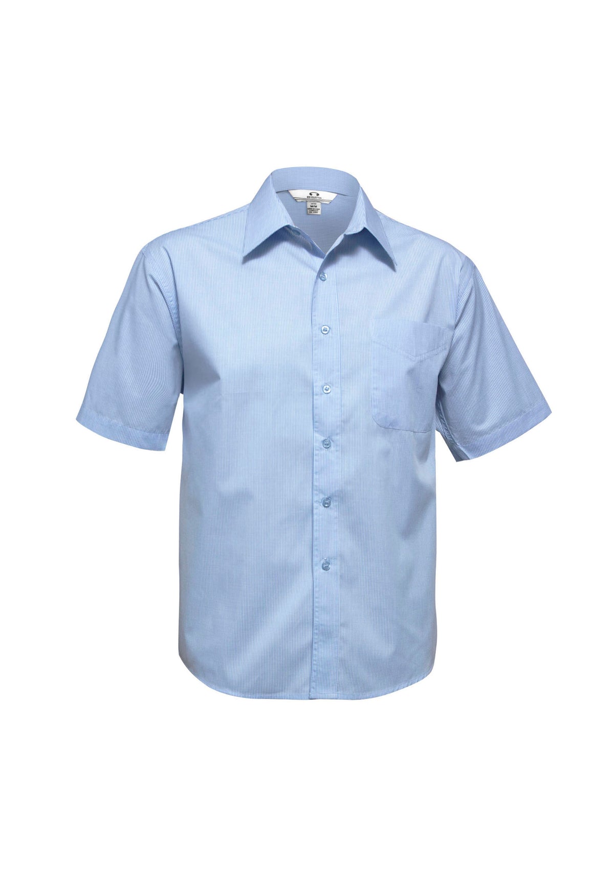Mens Micro Check Short Sleeve Shirt - Sky