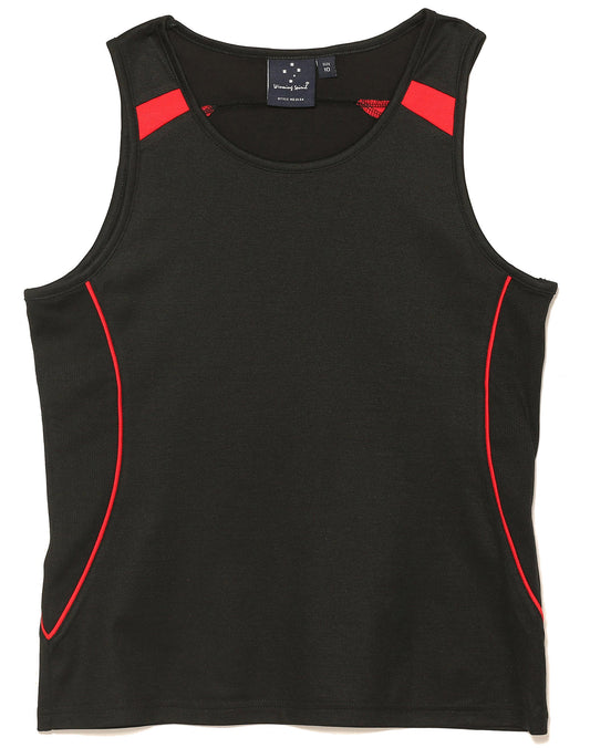 Ladies' Truedry Fashion Singlet - Black.Red