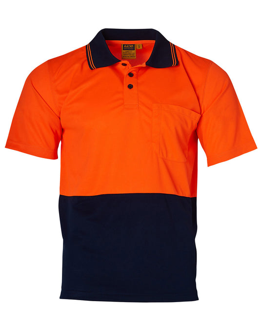 Hi-Vis truedry safety polo S/S - FluoroOrange.Navy