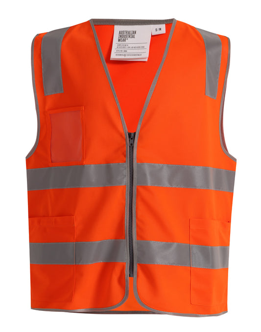 Hi Vis Safety Zip Vest With ID & Utility Pockets - Orange