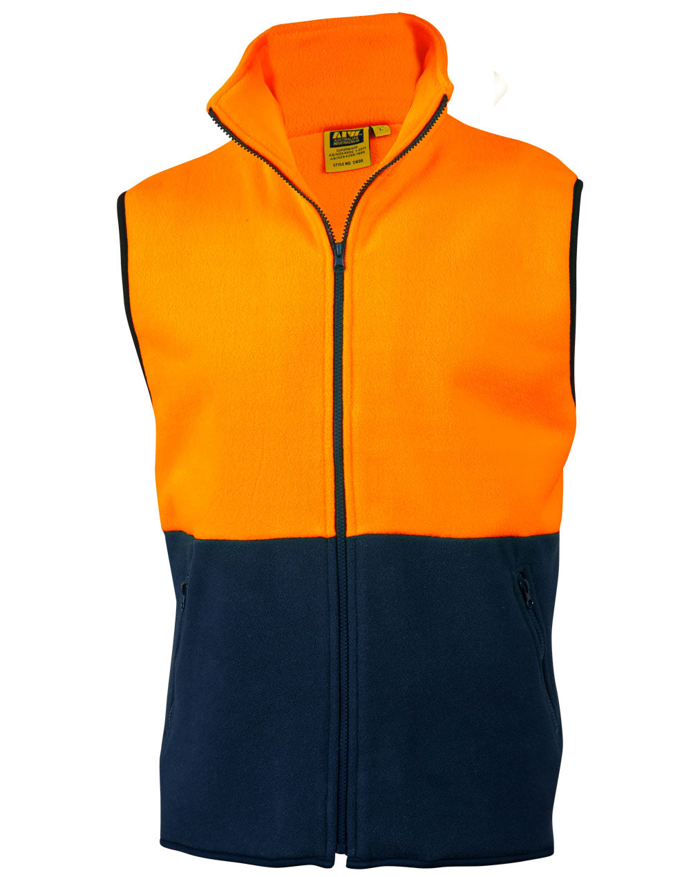 Hi-Vis two tone polar fleecy vest - FluoroOrange.Navy