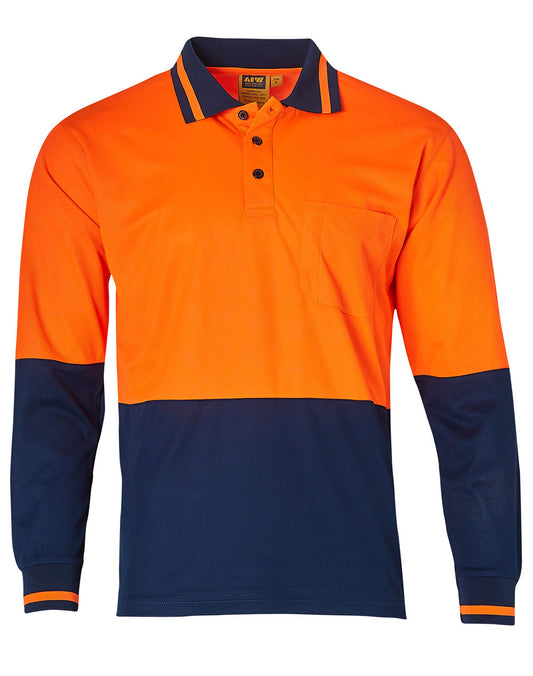 Hi-Vis truedry safety polo L/S - FluoroOrange.Navy