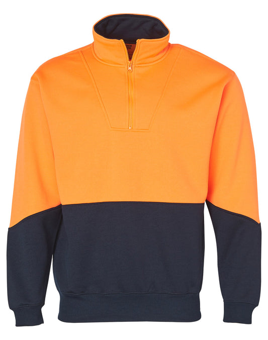 Hi-Vis L/S windcheater collar - Orange.Navy