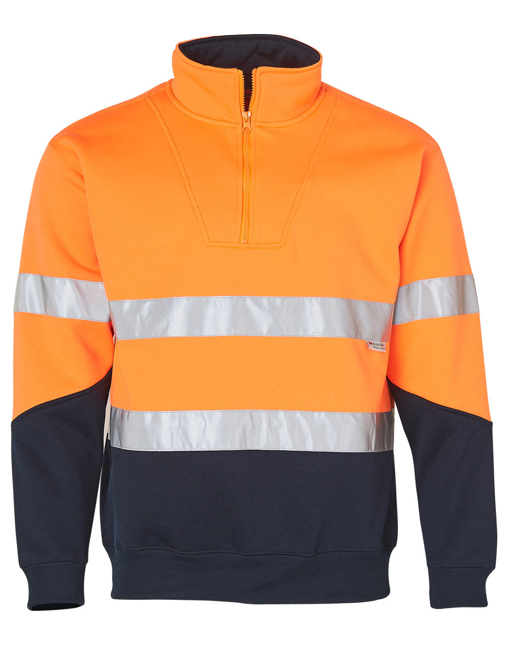Hi-Vis L/S Fleecy Collar Sweater 3M Tapes - Orange.Navy