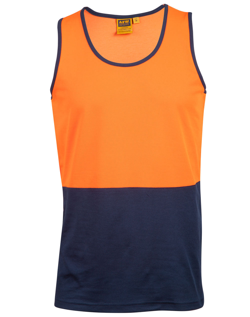 Hi-Vis TrueDry Mesh Knit Safety Singlet - FluoroOrange.Navy