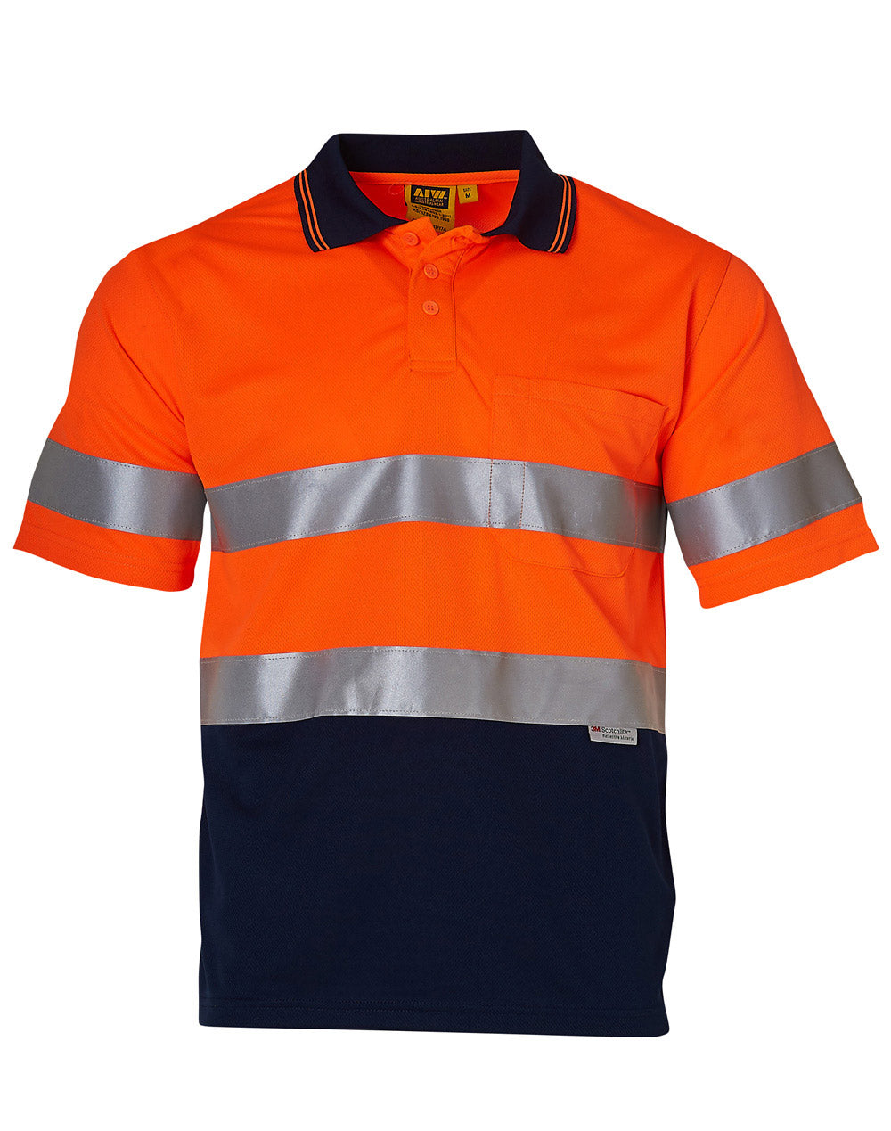 Hi-Vis S/S Safety Polo 3M Tapes - Orange.Navy
