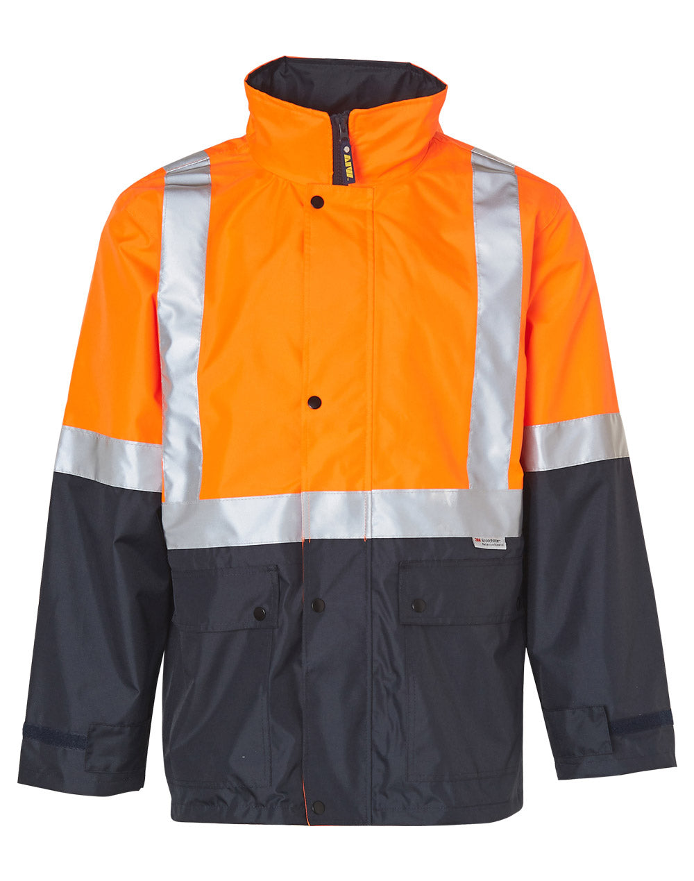 Hi-Vis Two Tone Rain Proof Safety Jacket With 3M Tapes - Orange.Navy