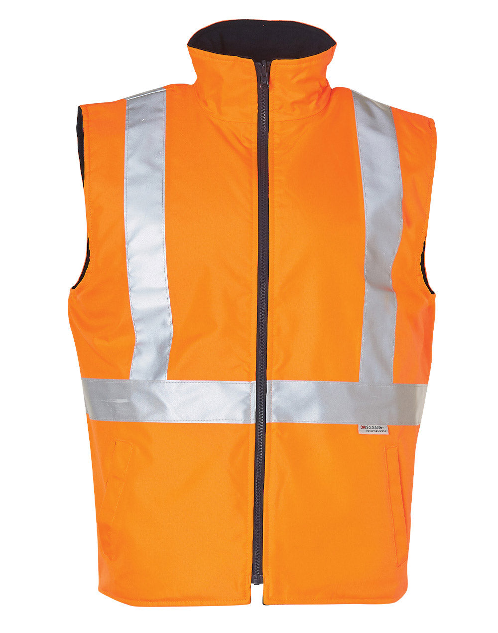 Hi-Vis Reversible Safety Vest With Hoop Pattern 3M Tapes - Orange.Navy