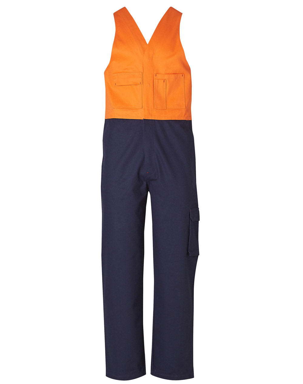 Hi-His Two Tone Men's Cotton Drill Action Back Overall-Regular - Orange.Navy