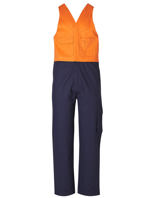 Hi-His Two Tone Men's Cotton Drill Action Back Overall-Regular - Orange.Navy