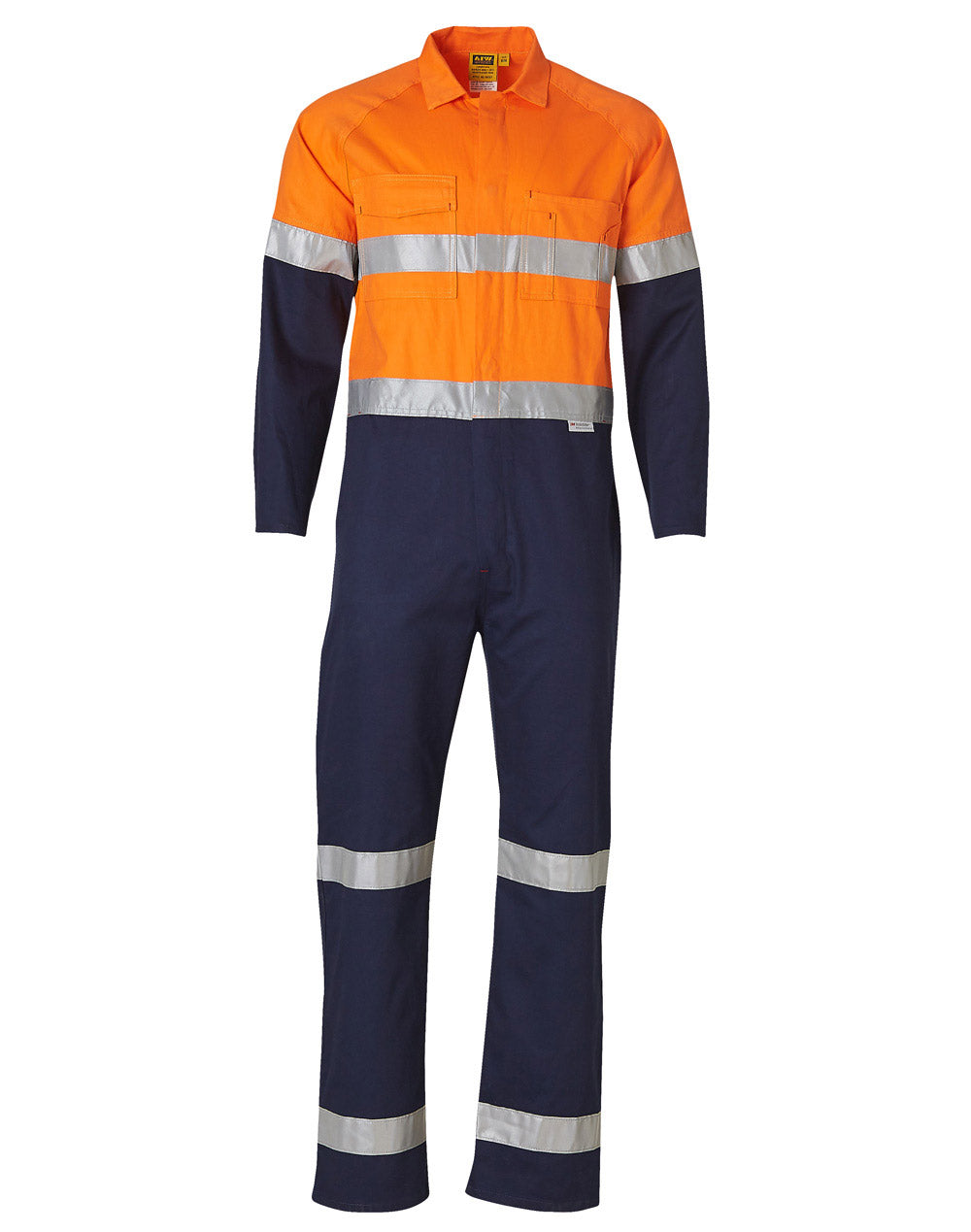 Hi-Vis Men's Light Weight Cotton Coverall with 3M Tape-Regular - Orange.Navy