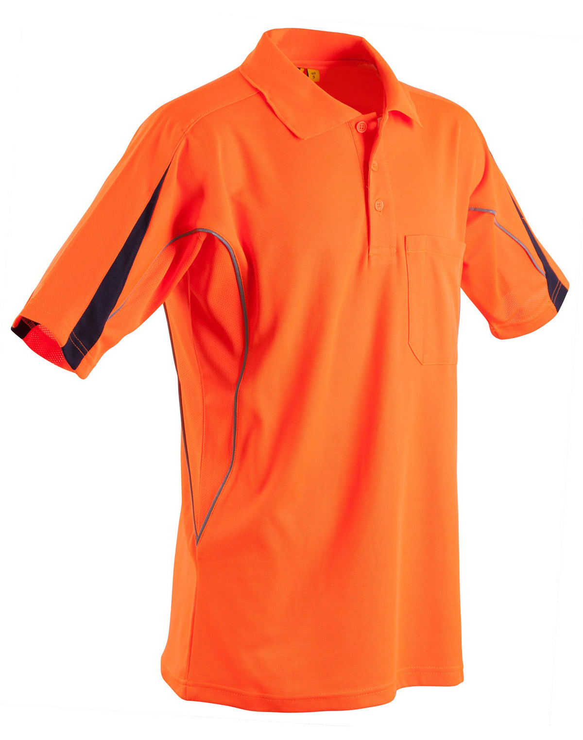 Men's Fashion Hi-Vis S/S Polo - Orange.Navy