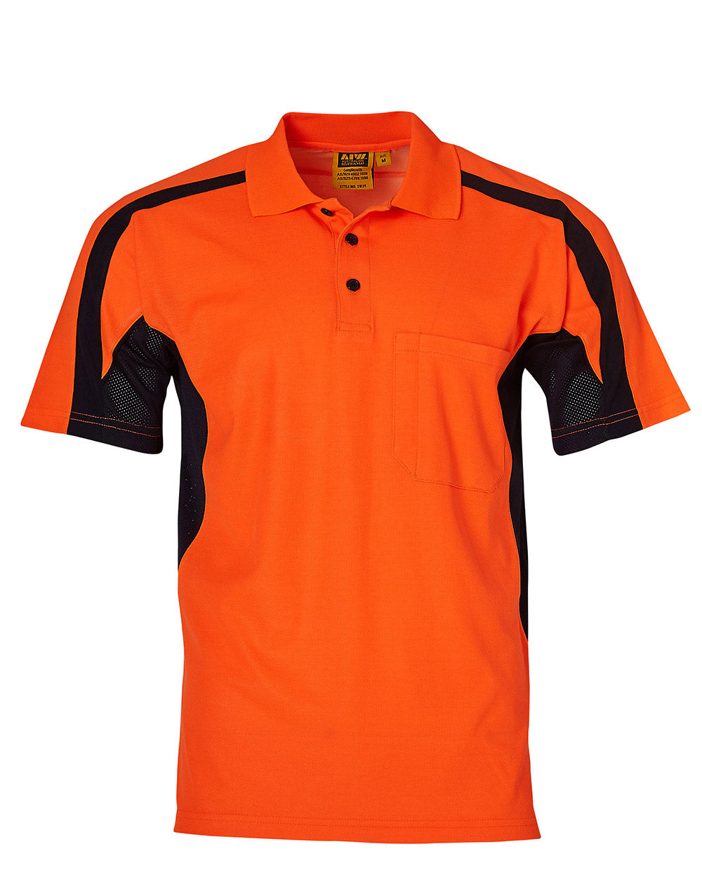 mens truedry S/S safety polo - Orange.Navy