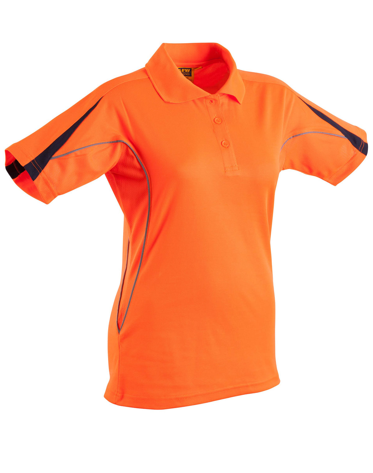 Ladies' Fashion Hi-Vis S/S Polo - Orange.Navy