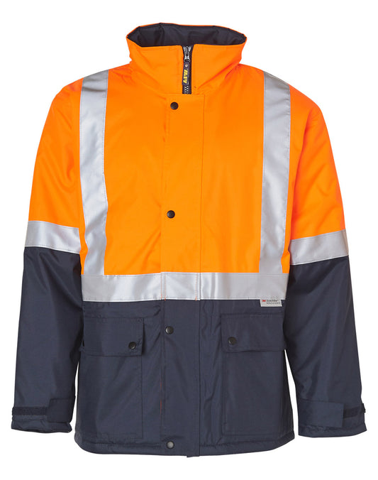 Hi-Vis Two Tone Rain Proof Quilted Safety Jacket With 3M Tapes - Orange.Navy