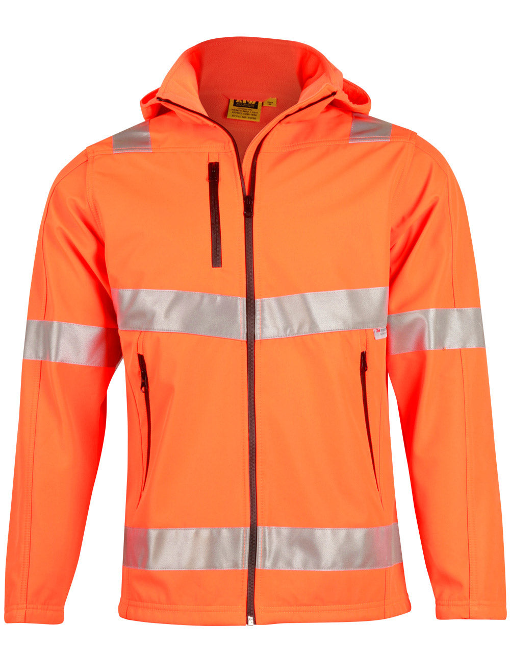 Hi-Vis Softshell Hooded Jacket With 3M Tape - Orange