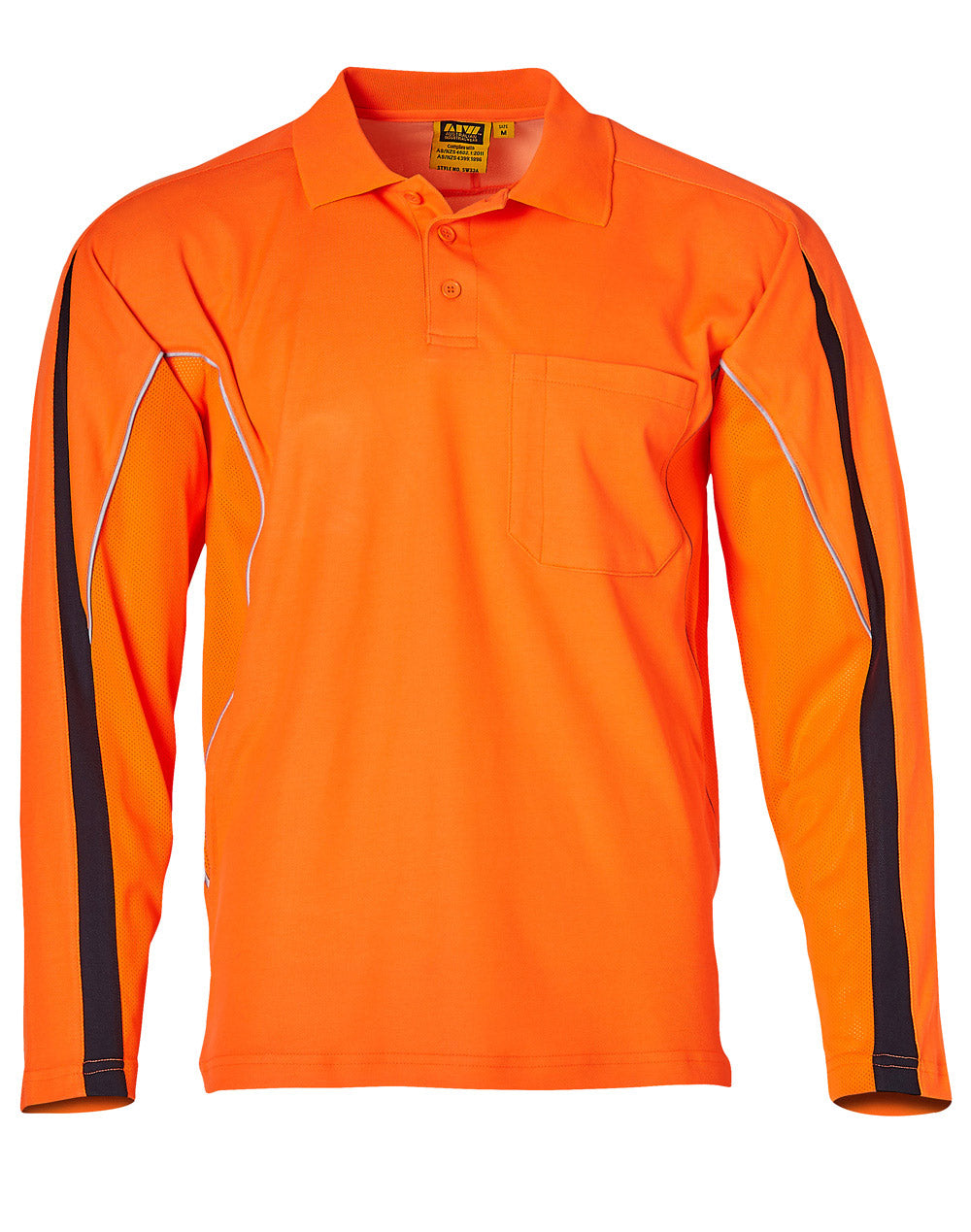 Men's Truedry L/S Hi-Vis Polo - Orange.Navy