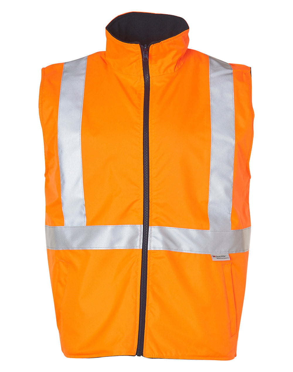 Hi-Vis Reversible Safety Vest With X Pattern 3M Tapes - Orange.Navy