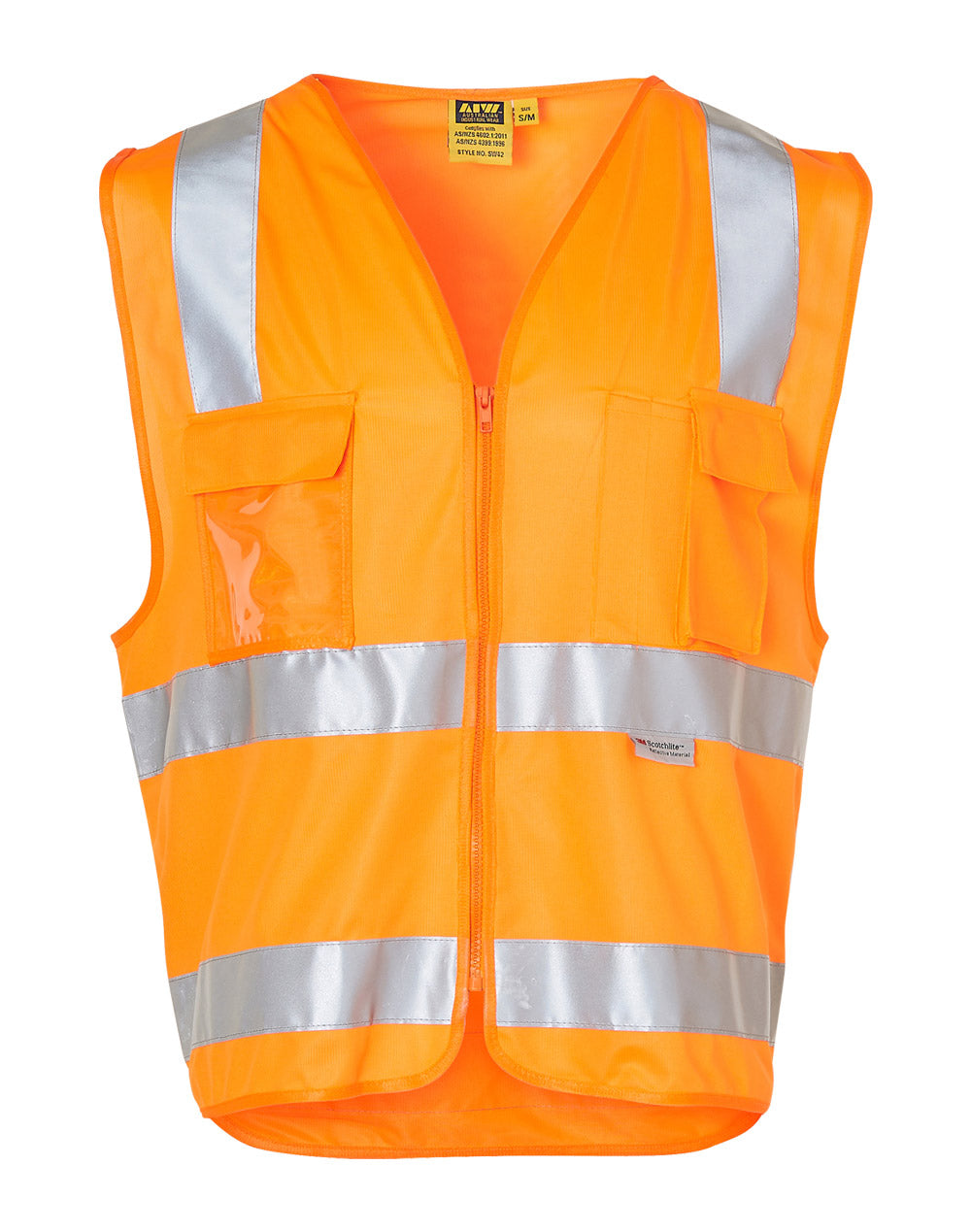 Hi-Vis Safety Vest with ID Pocket & R/F Tapes - Orange