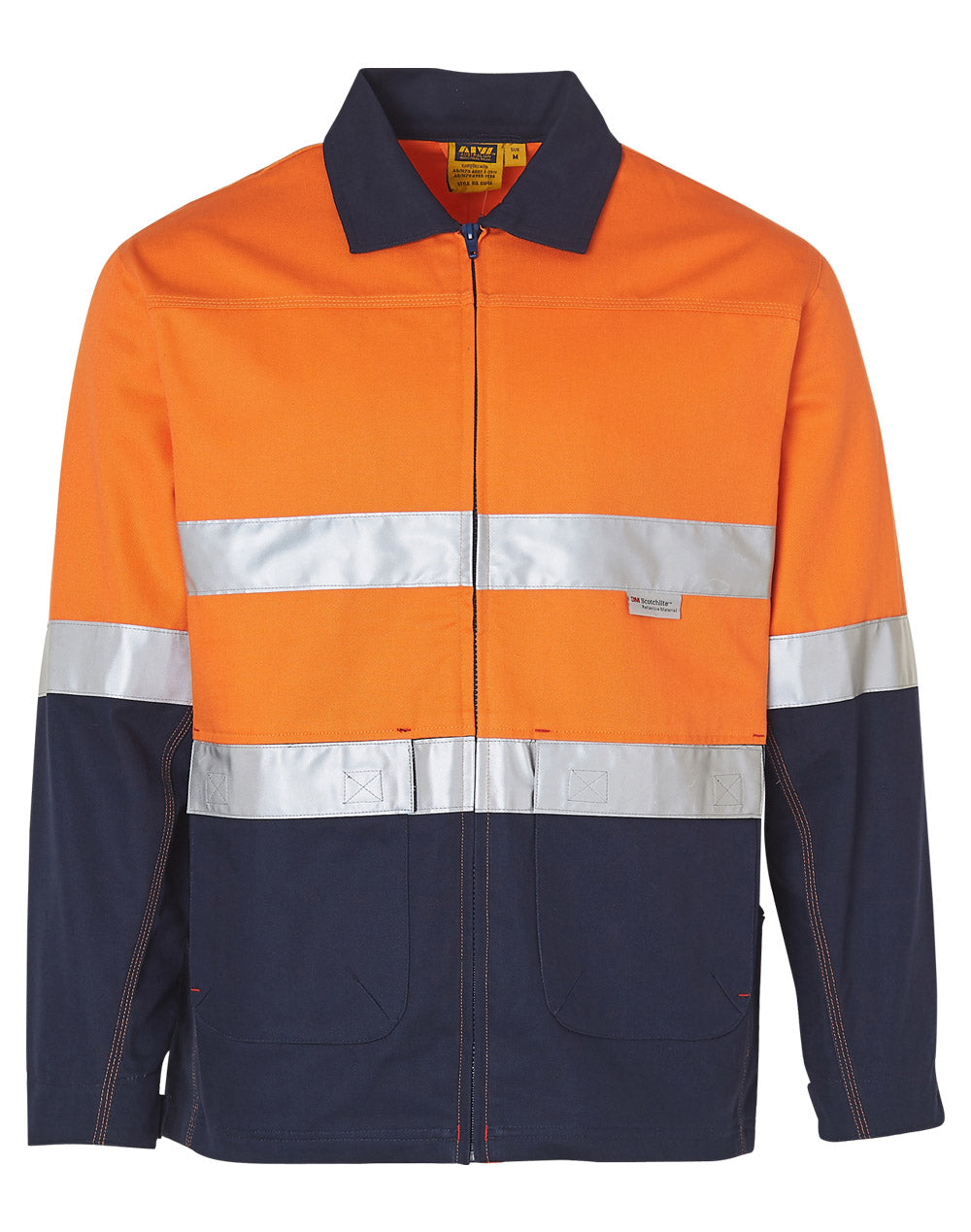 Hi-Vis Two Tone Work Jacket With 3M Tapes - Orange.Navy