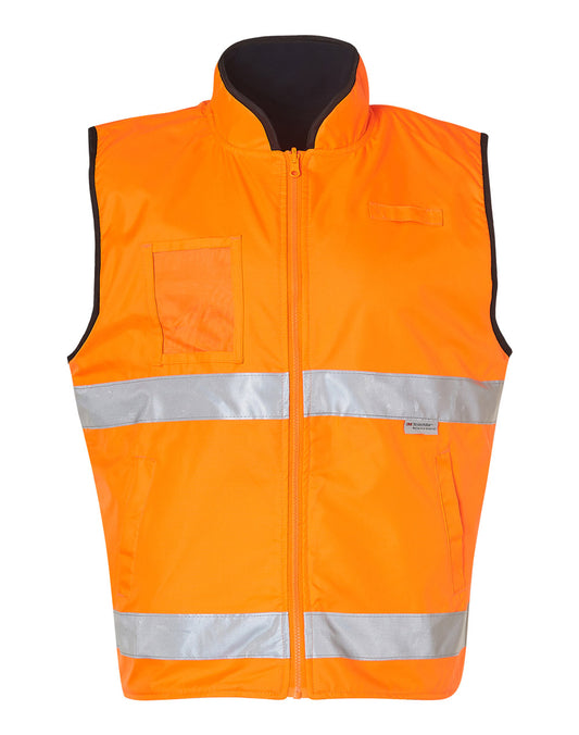 Hi-Vis Reversible Mandarine Collar Safety Vest With 3M Tapes - Orange.Navy