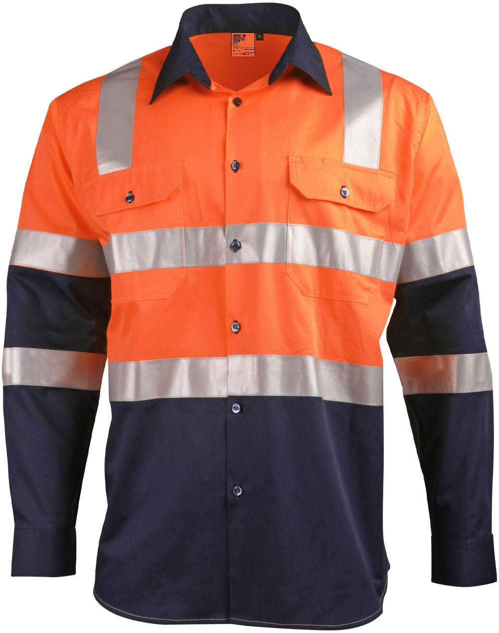 Biomotion Two Tone Safety Shirt With X Tape - Orange.Navy