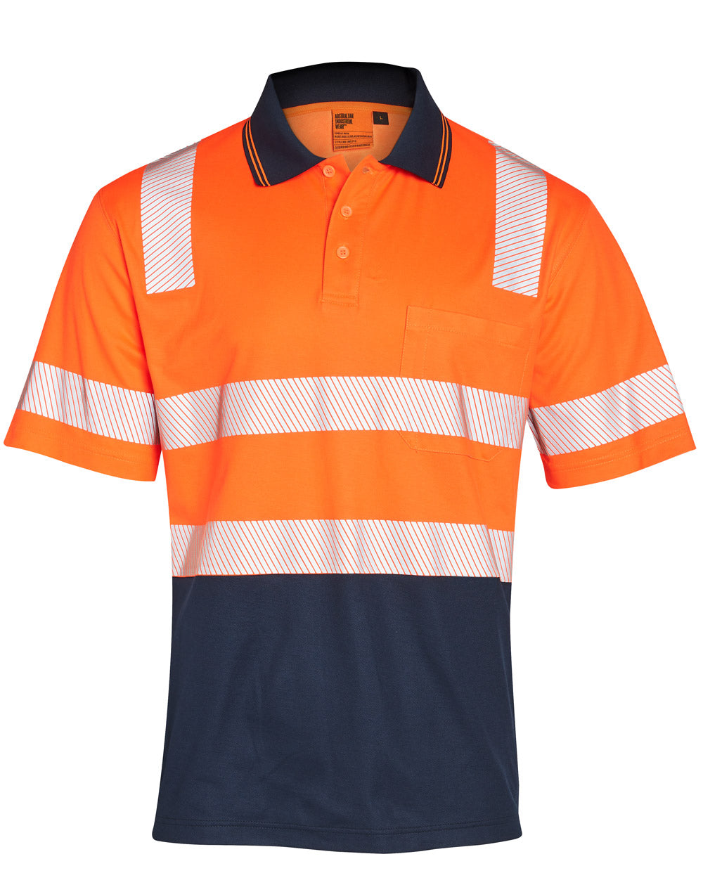 Biomotion Segmented Truedry S/S Safety Polo - Orange.Navy