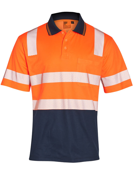 Biomotion Segmented Truedry S/S Safety Polo - Orange.Navy