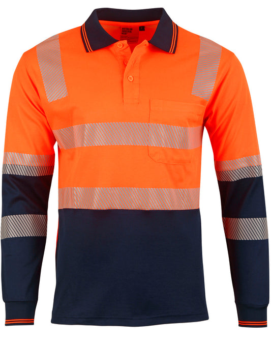Biomotion Segmented Truedry L/S Safety Polo - Orange.Navy