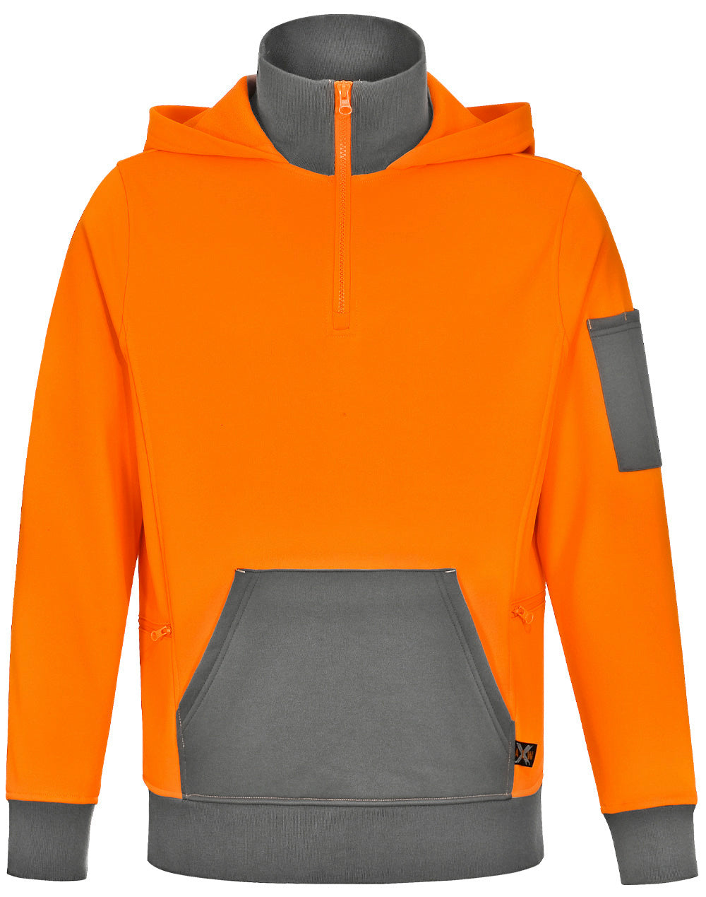 Hi-Vis Premium Fleece Two Tone Hoodie - Orange.Ash