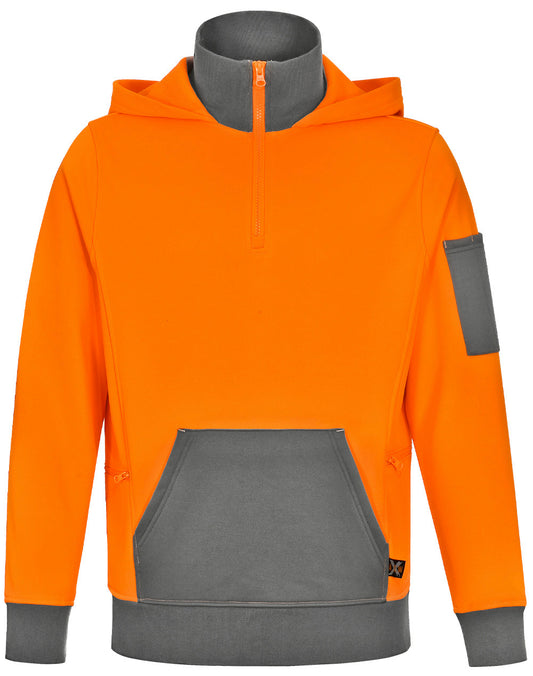 Hi-Vis Premium Fleece Two Tone Hoodie - Orange.Ash