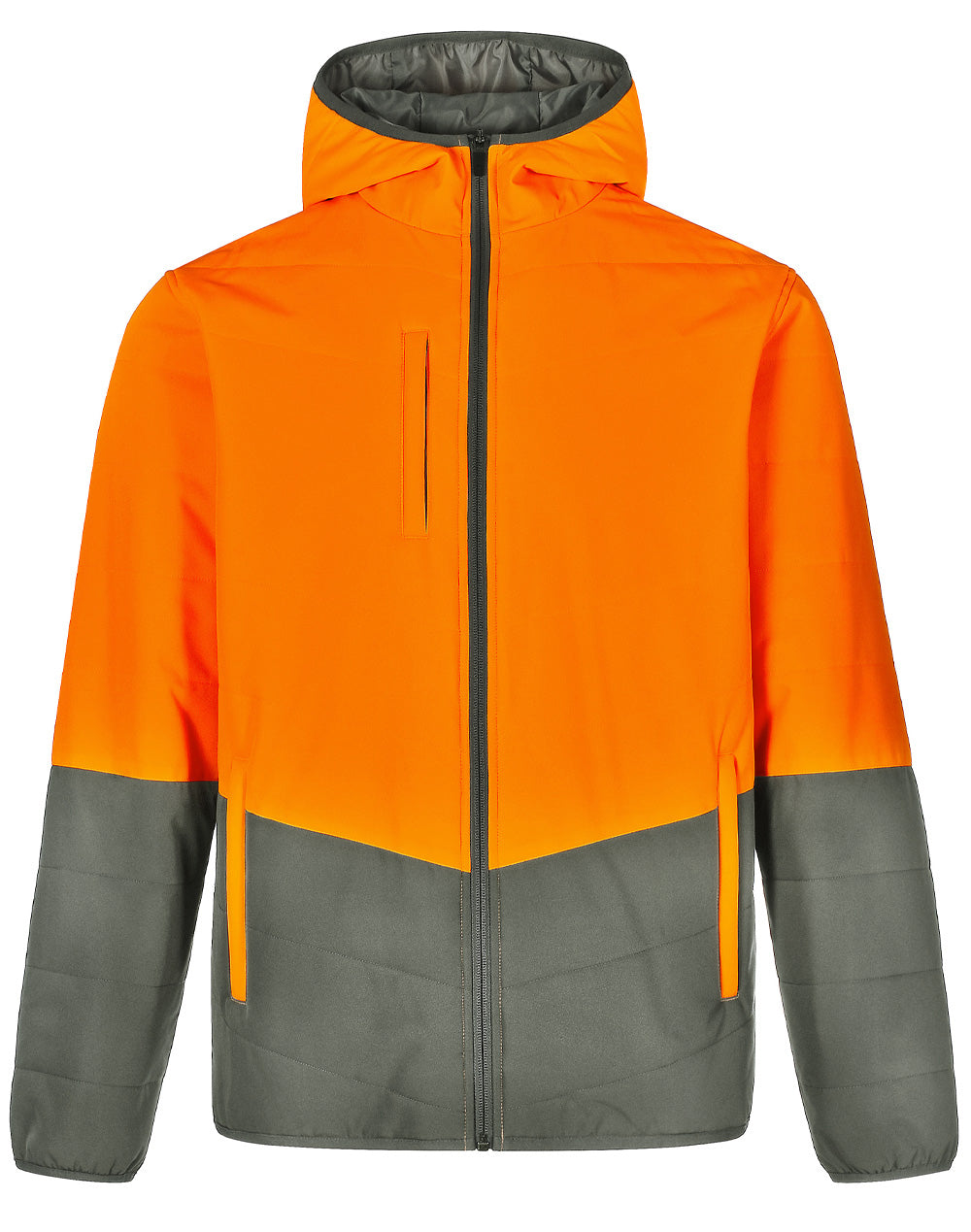 Hi-Vis Quilted Two Tone Safety Jacket - Orange.Ash