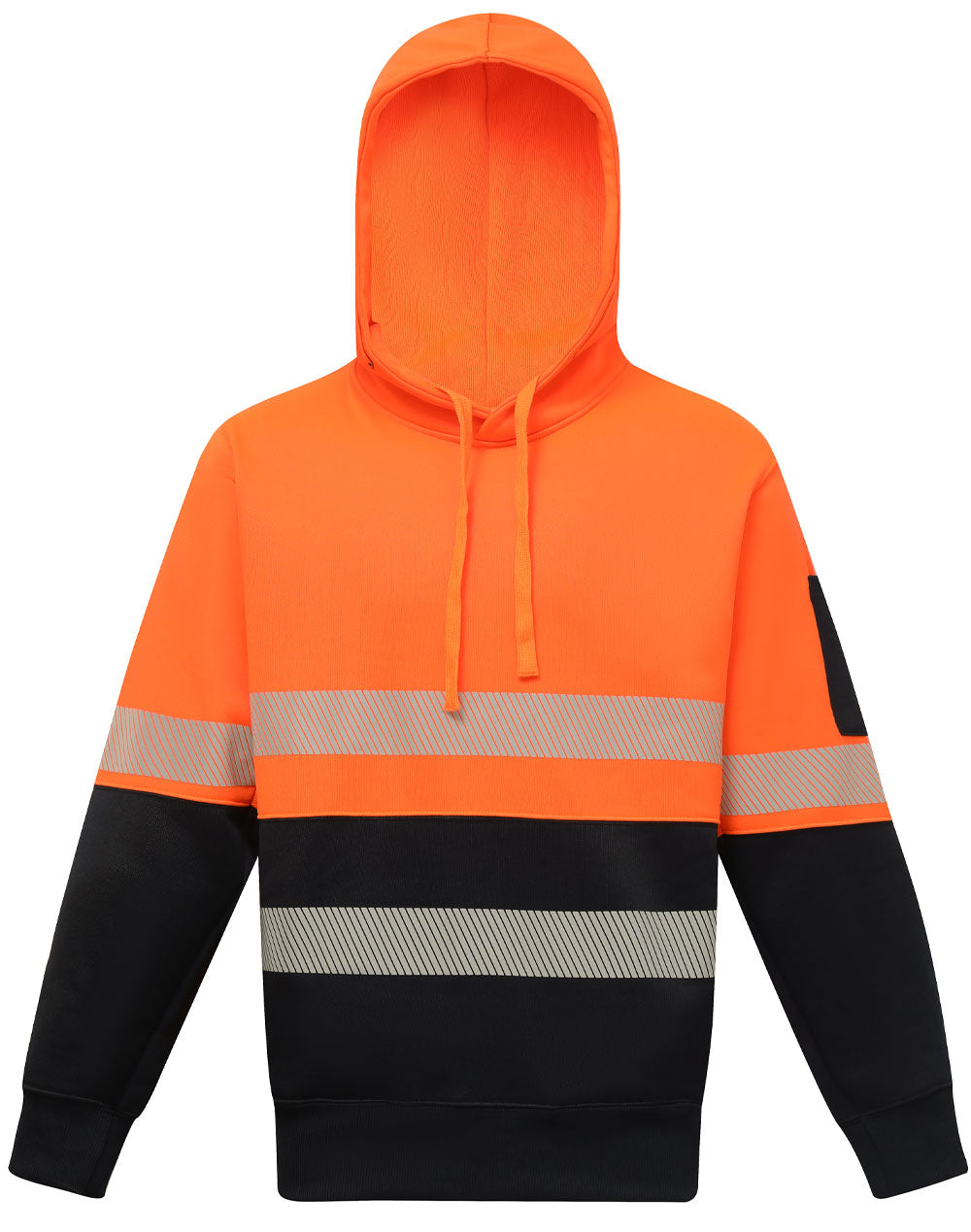 Hi-Vis Two Tone Safety Hoodie With Segmented Tapes - Orange.Navy