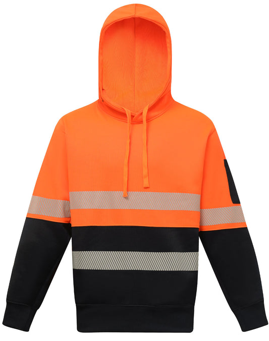 Hi-Vis Two Tone Safety Hoodie With Segmented Tapes - Orange.Navy