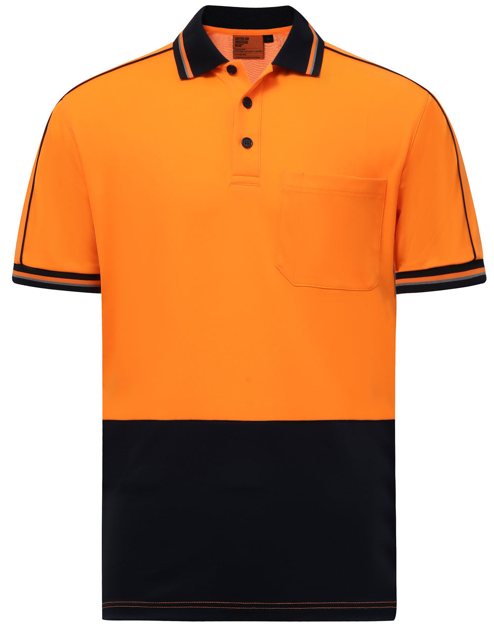 Hi-Vis Sustainable Cool-Breeze Truedry Safety S/S Polo - Orange.Navy