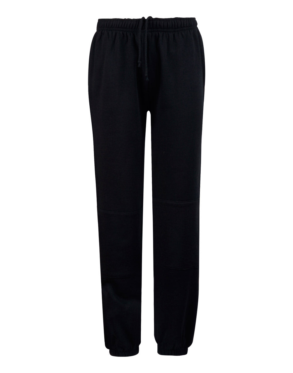 Kid's fleecy trackpants with Zip, Cuffs and knee padding - Black