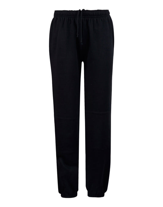 Kid's fleecy trackpants with Zip, Cuffs and knee padding - Black